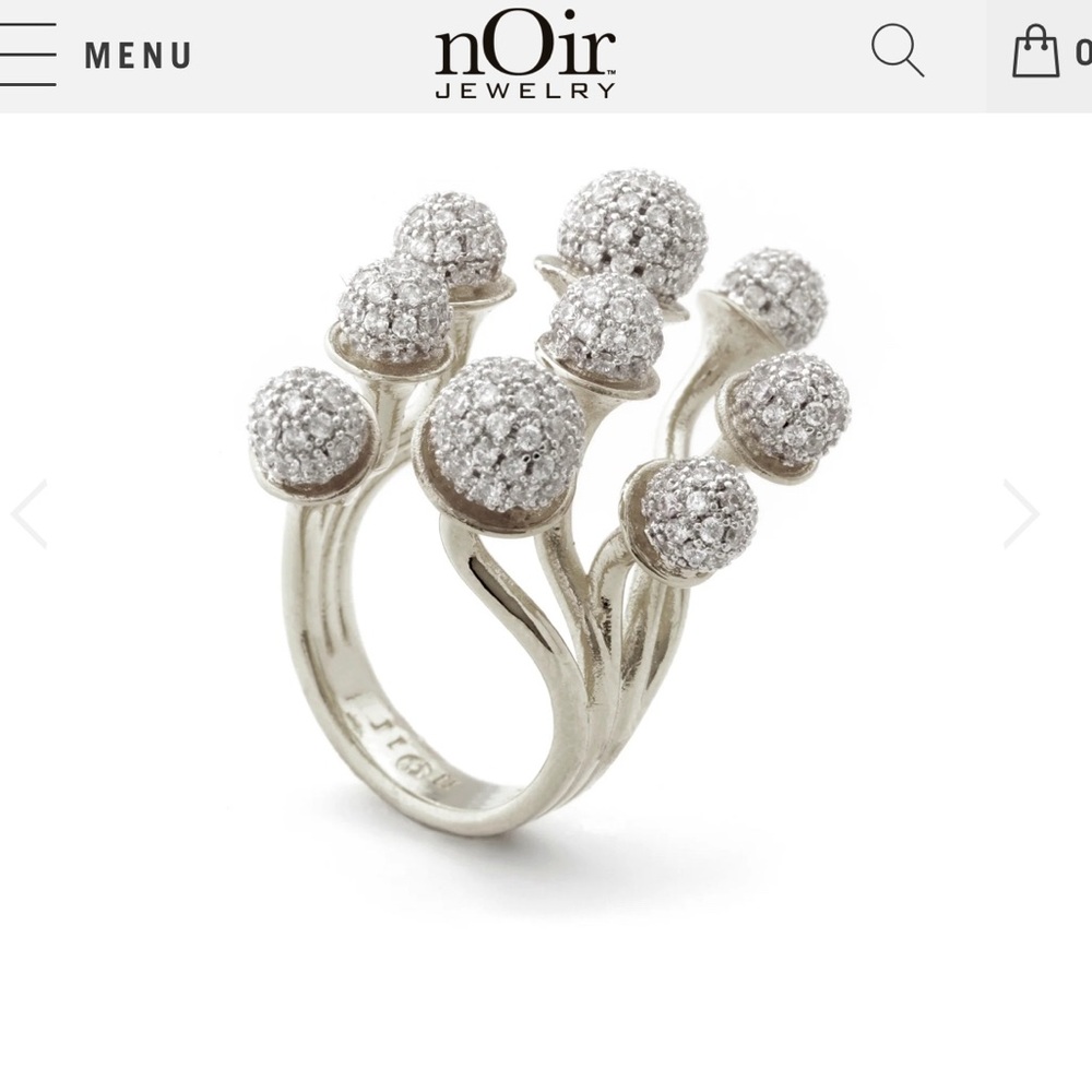 nOir Jewelry Tai Silver Pave Cluster Ring Size 7